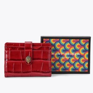 Kurt Geiger London Kensington Croc Embossed Drench Card Holder in Red